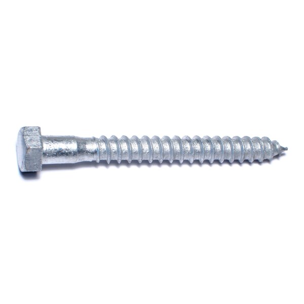 Lag Screw, 3/8 in, 3-1/2 in, Steel, Hot Dipped Galvanized Hex Hex Drive, 50 PK